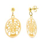 18K PENDIENTES ORO AMARILLO REDONDO CALADO MEDUSA CIERRE PRESIÓN