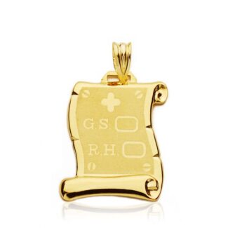 9K COLGANTE PERGAMINO ORO AMARILLO RH, 24X17 MM