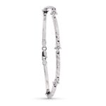 18K PULSERA ORO BLANCO MATE Y BRILLO BARRAS Y ESTRELLAS 19CM