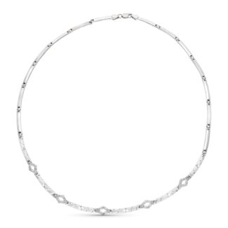 18K GARGANTILLA ORO BLANCO MATE Y BRILLO TALLADO CON CIRCONITAS