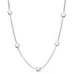 18K GARGANTILLA ORO BLANCO FLORES CADENA ROLO 42CM