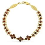 18K PULSERA ORO AMARILLO Y GRANATES 19CM