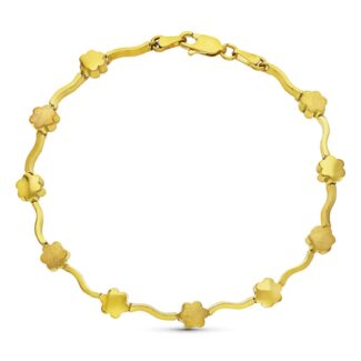 18K PULSERA ORO AMARILLO FLORES MATE Y BRILLO