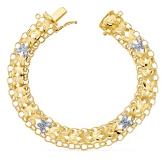 18K PULSERA PRINCESA BICOLOR 20CM ANCHO 10 MM