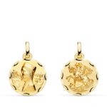 18K ESCAPULARIO ORO AMARILLO VIRGEN MONTSERRAT Y SAN JORGE TALLADO 16 MM