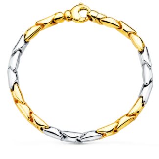 18K PULSERA ORO BICOLOR ESLABONES ARTICULADOS, ANCHO 5 MM 20,5 CM