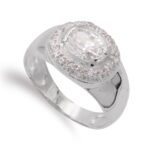 18K SORTIJA ORO BLANCO PIEDRA BLANCA Y CIRCONITAS, ANCHO: 11 MM