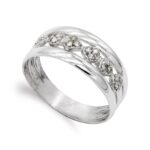 18K SORTIJA ORO BLANCO Y CIRCONITAS, ANCHO: 9 MM