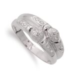 18K SORTIJA ORO BLANCO DOS CUERPOS CON CIRCONITAS, ANCHO: 8,5 MM