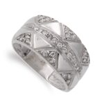 18K SORTIJA ORO BLANCO ROMBOS Y CIRCONITA ANCHO: 10 MM