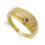 18K SORTIJA ORO AMARILLO CON CIRCONITAS, ANCHO: 9 MM