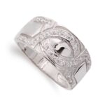 18K SORTIJA ORO BLANCO ANCHA CON CIRCONITA, ANCHO: 10 MM