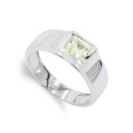 18K SORTIJA ORO BLANCO CON OLIVINA, ANCHO: 6 MM