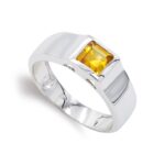 18K SORTIJA ORO BLANCO CON TOPACIO, ANCHO: 6 MM