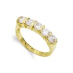 18K SORTIJA QUINTILLO ORO AMARILLO CON CIRCONITAS, ANCHO: 4 MM