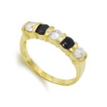 18K SORTIJA QUINTILLO ORO AMARILLO CON CIRCONITA Y ZAFIROS, ANCHO: 4