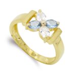 18K SORTIJA ORO AMARILLO FLOR CIRCONITA MARQUISE, ANCHO: 8 MM