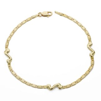 18K PULSERA ORO AMARILLO FINA MOTIVO, 18CM