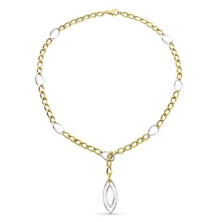 18K GARGANTILLA BICOLOR ESLABONES ANCHO 9 MM LARGO 27,50CM