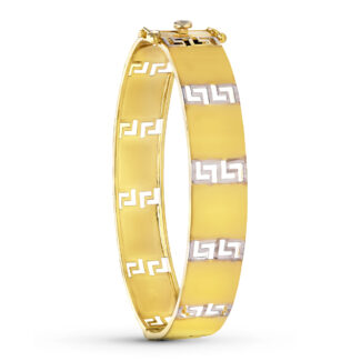 18K PULSERA RIGIDA ORO BICOLOR GRECA 12 MM