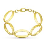 18K PULSERA ORO AMARILLO ESLABON OVAL BRILLO Y LABRADO