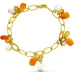 18K PULSERA ORO AMARILLO ESLABONES PIEDRAS COLOR ANCHO 6 MM LARGO 19,5 CM
