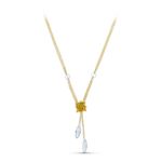 18K GARGANTILLA ORO AMARILLO PIEDRAS COLOR Y FLOR MATE 42CM