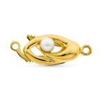 18K FORNITURA CIERRE BROCHE ORO AMARILLO GARGANTILLA PARA 1 VUELTA CON PERLA