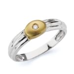 18K SORTIJA ORO BICOLOR DIAMANTE TALLA BRILLANTE 0,020 QTS,