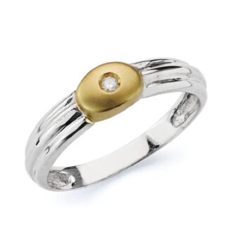 18K SORTIJA ORO BICOLOR DIAMANTE TALLA BRILLANTE 0,020 QTS,