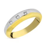 18K SORTIJA ORO BICOLOR 3 DIAMANTES TALLA BRILLANTE 0,18 QTS,