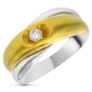 18K SORTIJA ORO BICOLOR DIAMANTE TALLA BRILLANTE 0,10 QTS, ANCHO: 8 MM