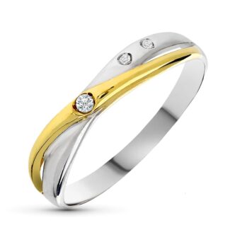 18K SORTIJA ORO BICOLOR DIAMANTES TALLA BRILLANTE 0,025 QTS, ANCHO: 7 MM