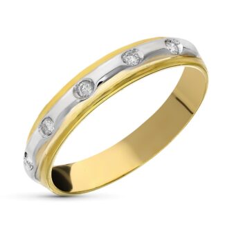 18K SORTIJA ORO BICOLOR DIAMANTES TALLA BRILLANTE 0,15 QTS, ANCHO: 4 MM