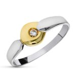 18K SORTIJA ORO BICOLOR DIAMANTE TALLA BRILLANTE 0,04 QTS, ANCHO: 6,5 MM