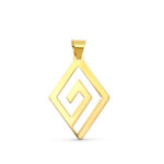 18K COLGANTE ORO AMARILLO ROMBO CORDON CAUCHO 44 CM