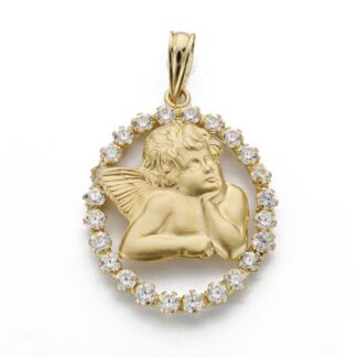 18K MEDALLA SILUETA ORO AMARILLO ANGEL OVAL, 24X18 MM