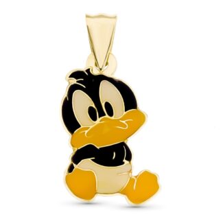 18K COLGANTE ORO AMARILLO PATO LUCAS ESMALTADO LOONEY TUNES