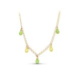 18K GARGANTILLA ORO AMARILLO LAGRIMAS PIEDRAS COLOR VERDE-TOPACIO