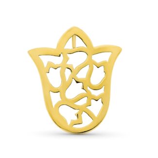 18K COLGANTE ORO AMARILLO TULIPAN CALADO 28X25 MM