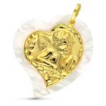 18K COLGANTE ORO AMARILLO ANGEL NACAR CORAZON 40X35 MM