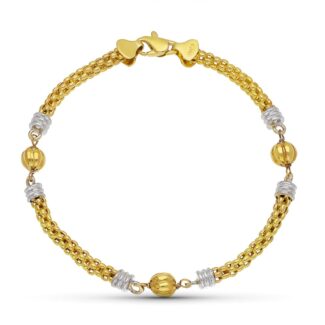 18K PULSERA ORO BICOLOR BOLA GALLON BICOLOR