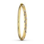 18K PULSERA MEDIA CAÑA ORO BICOLOR CON PIEDRAS