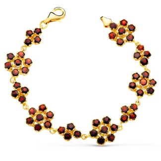 18K PULSERA ORO AMARILLO ARTICULADA DE GRANATES ENGASTADAS, 19,5 CM