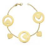 18K PULSERA ORO AMARILLO ROLO CORAZONES 19CM 8,95 GR