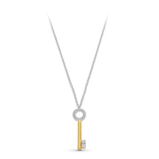 18K GARGANTILLA ORO BICOLOR MOTIVO LLAVE CON CIRCONITAS