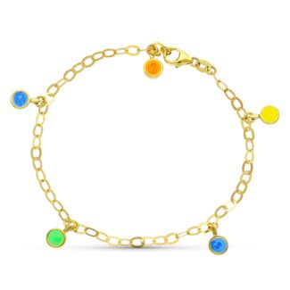 18K PULSERA ORO AMARILLO FETICHES COLORES, 18CM