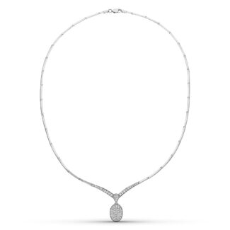 18K GARGANTILLA ORO BLANCO CIRCONITA MOTIVO OVAL