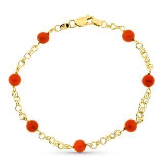 18K PULSERA ORO AMARILLO JAULA CORAL FINO CERDEÑA 5 MM 20CM