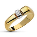 18K SORTIJA ORO AMARILLO BRILLANTE 0,05 QTS, 14X6 MM